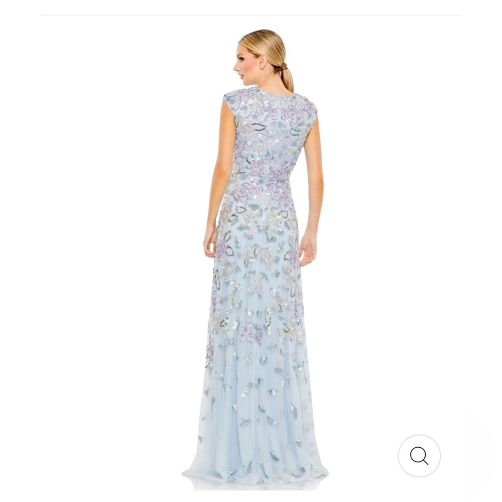 Sequined high neck cap sleeve long gown - Picture 2 of 3